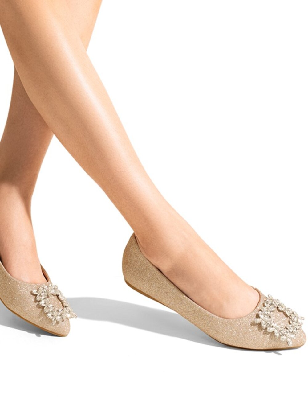 DREAM PAIRS Rhinestone Square Buckle Flats